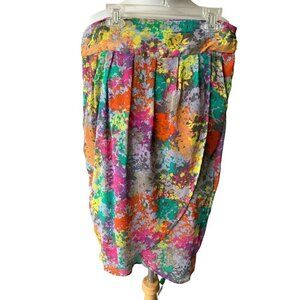Mossimo chiffon sheer wrap side zip colorful lined pockets midi skirt Medium